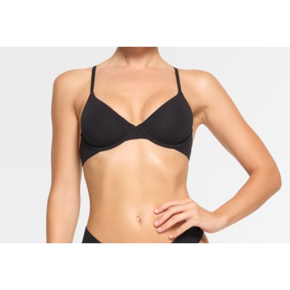 Skims Black Cotton Underwire Balconet Demi Bra 30C NWT